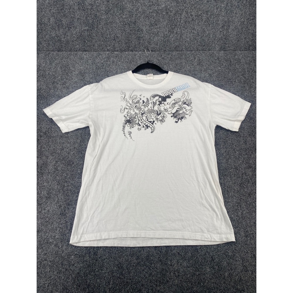 Jason Mraz Graphic T-Shirt Concert Tour Art White Mens Large 100% Cotton